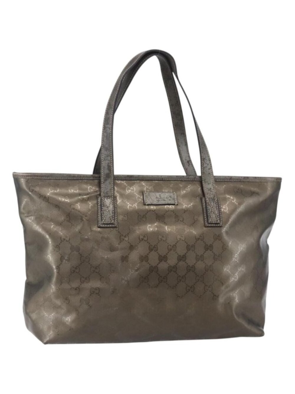 GUCCI GG Implementation Tote Bag PVC Silver Pink gray 211137